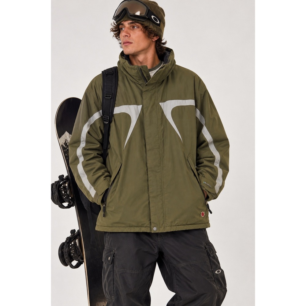 VTG 90s Y2K Burton Snowboard Jacket Mens L Olive Green Storm-Lite Utility
